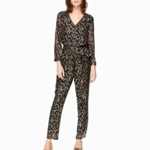 NWT Kate Spade Black & Metallic Jumpsuit Sz 10